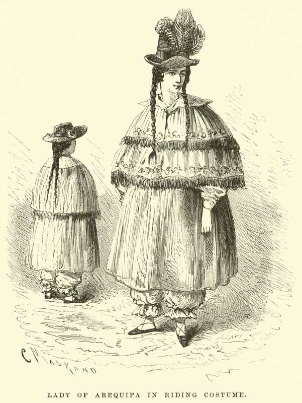 Lady of Arequipa v jezdeckém kostýmu od Edouard Riou