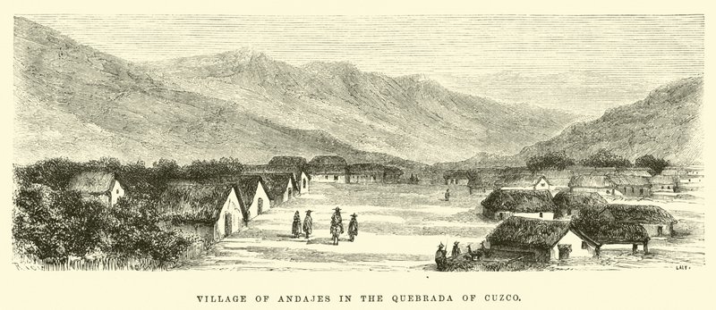 Vesnice Andajes v Quebrada of Cuzco od Edouard Riou