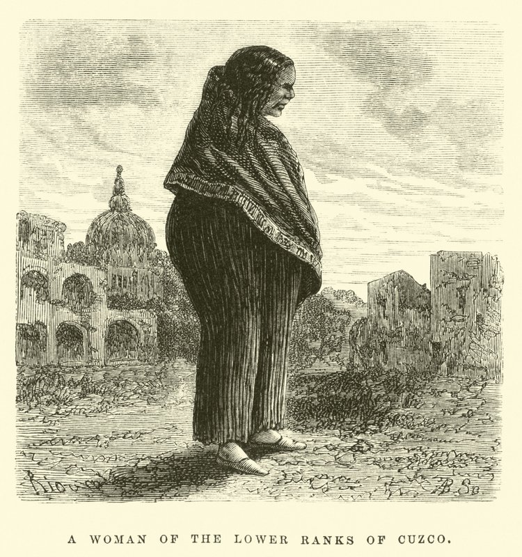 Žena z nižších řad Cuzco (rytina) od Edouard (after) Riou