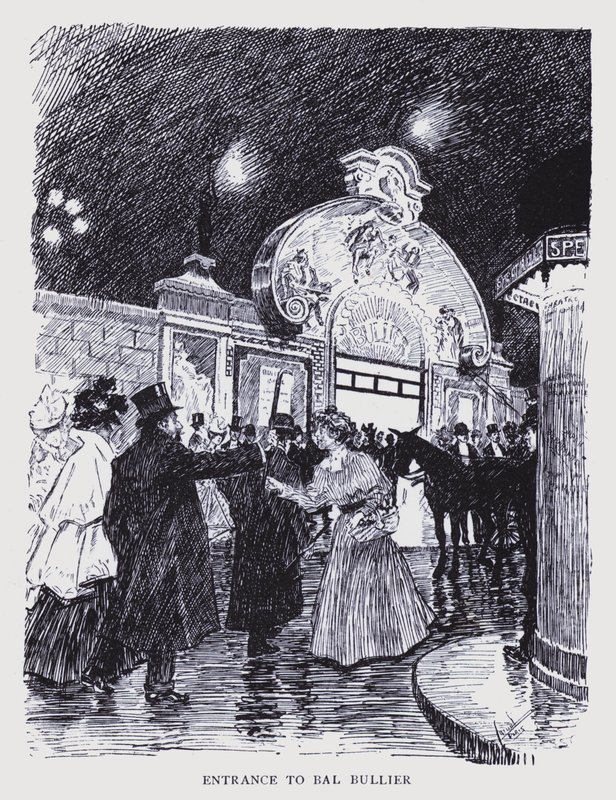 Bohémská Paříž: Vchod do Bal Bullier (litografie) od Edouard Alfred (1875 1954) Cucuel