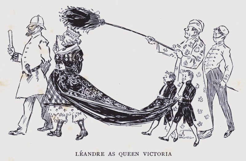 Bohémská Paříž: Leandre jako královna Viktorie (litografie) od Edouard Alfred (1875 1954) Cucuel