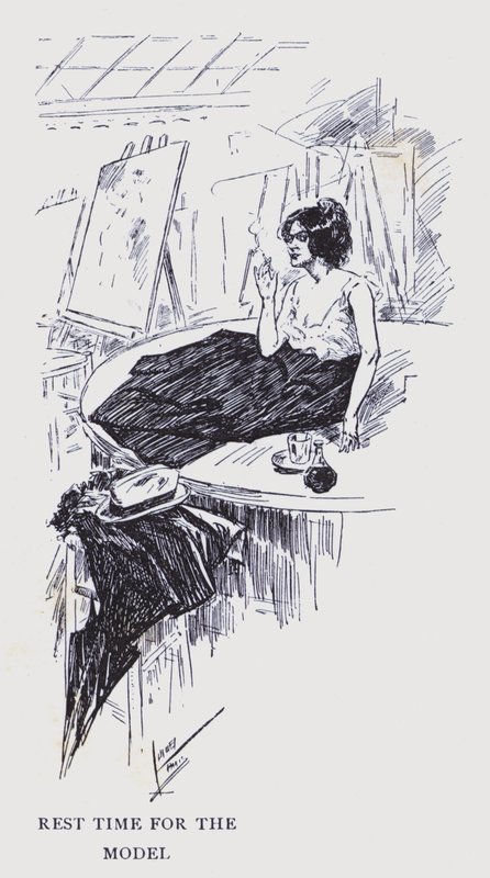 Bohémská Paříž: Odpočinek pro modelku (litografie) od Edouard Alfred (1875 1954) Cucuel