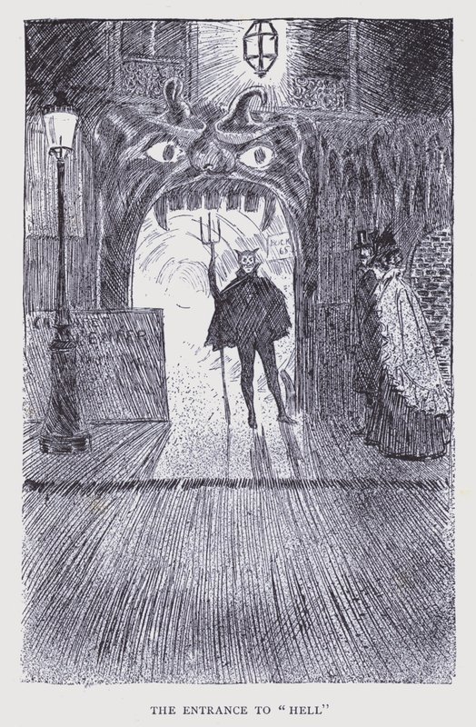 Bohémská Paříž: Vchod do "Pekla" (litografie) od Edouard Alfred (1875 1954) Cucuel