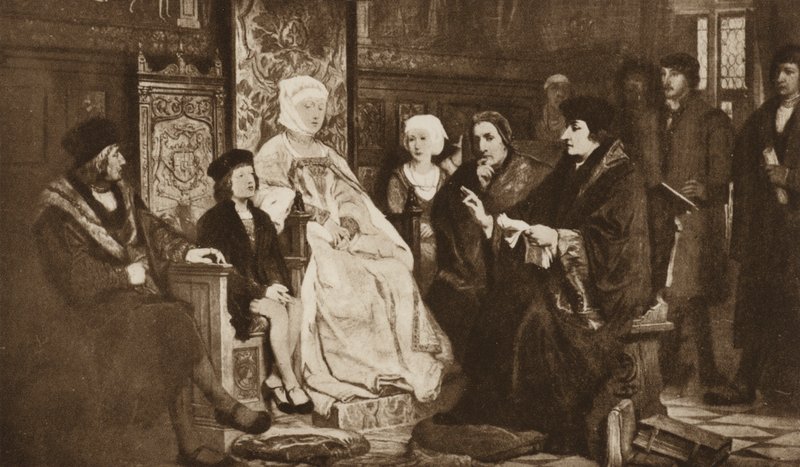 Erasmus čte mladému císaři Karlu V., Brusel od Edouard Jean Conrad (after) Hamman