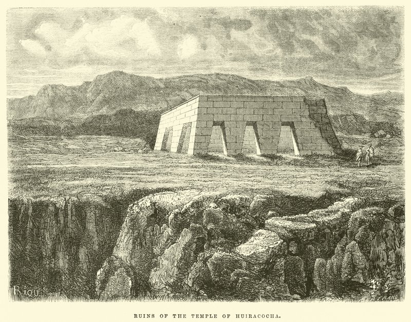 Ruiny chrámu Huiracocha od Edouard Riou