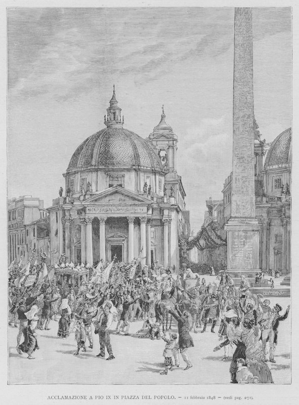 Aklamace Pia IX na Piazza del Popolo od Edouardo Matania