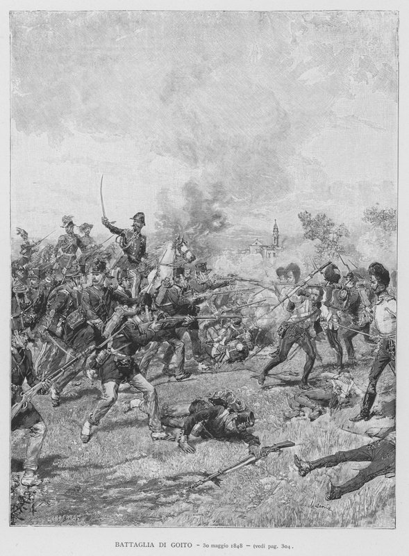 Bitva u Goita, 30. května 1848 (rytina) od Edouardo Matania