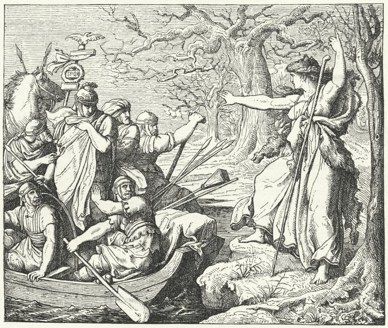 Římský vojevůdce Nero Claudius Drusus na řece Labi, 9 př. Kr od Eduard Bendemann