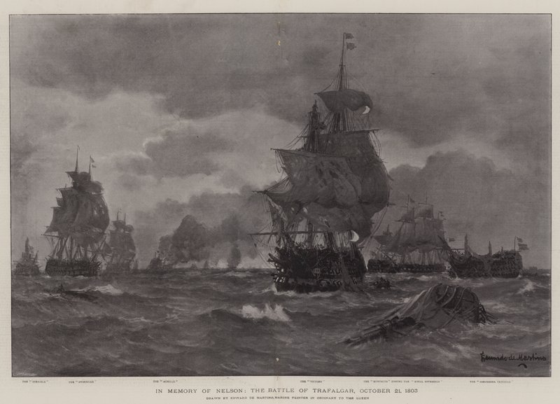 Na památku Nelsona, bitva u Trafalgaru, 21. října 1803 od Eduardo de Martino