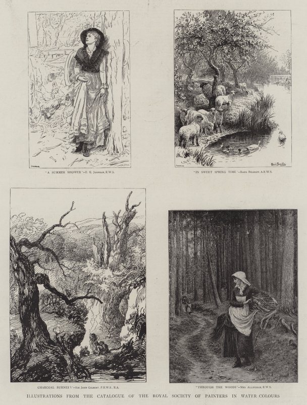 Ilustrace z katalogu Královského institutu malířů ve vodových barvách od Edward Killingworth Johnson