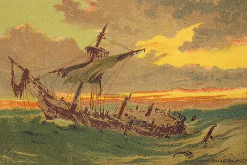 Opuštěná loď (barevná litografie) od Edward (after) Duncan