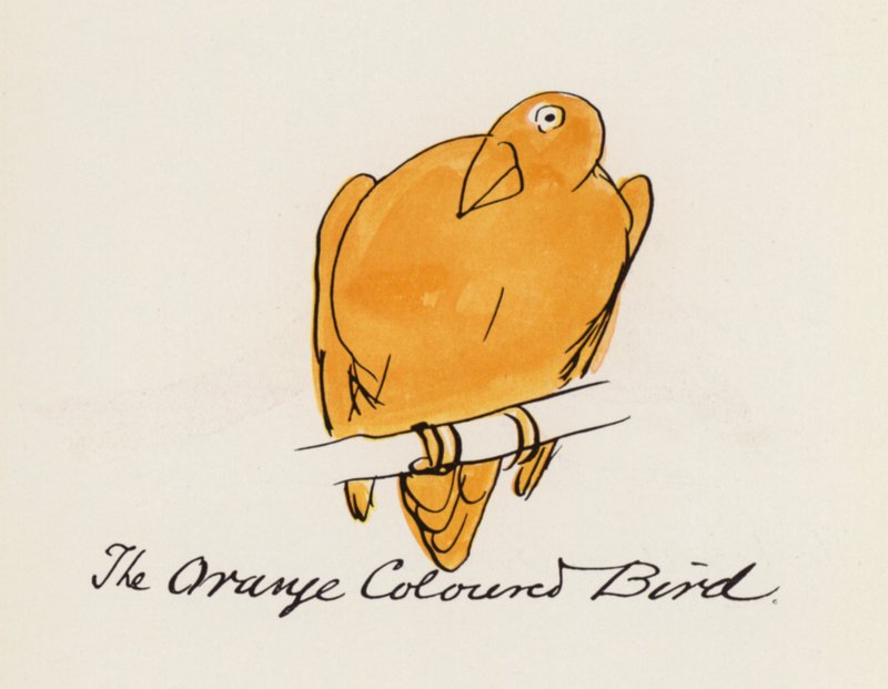 Edward Lear, The Bird Book: The Orange Colored Bird (color litho) od Edward (after) Lear