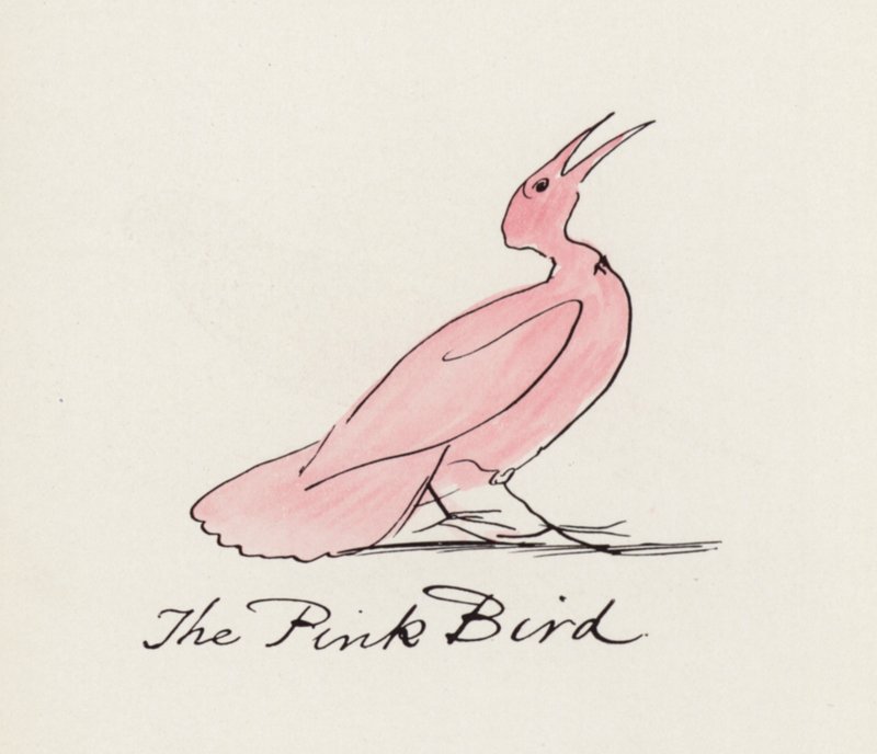 Edward Lear, The Bird Book: The Pink Bird (barevné lito) od Edward (after) Lear