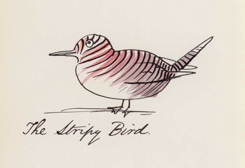 Edward Lear, The Bird Book: The Stripy Bird (barevné lito) od Edward (after) Lear