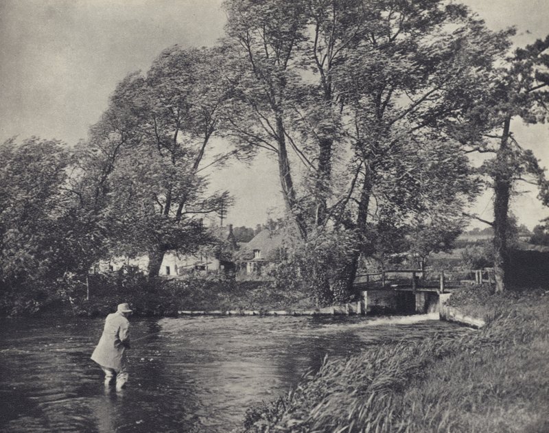 Rybaření ve vichřici v Ramsbury (čb fotografie) od Edward Alfred Barton