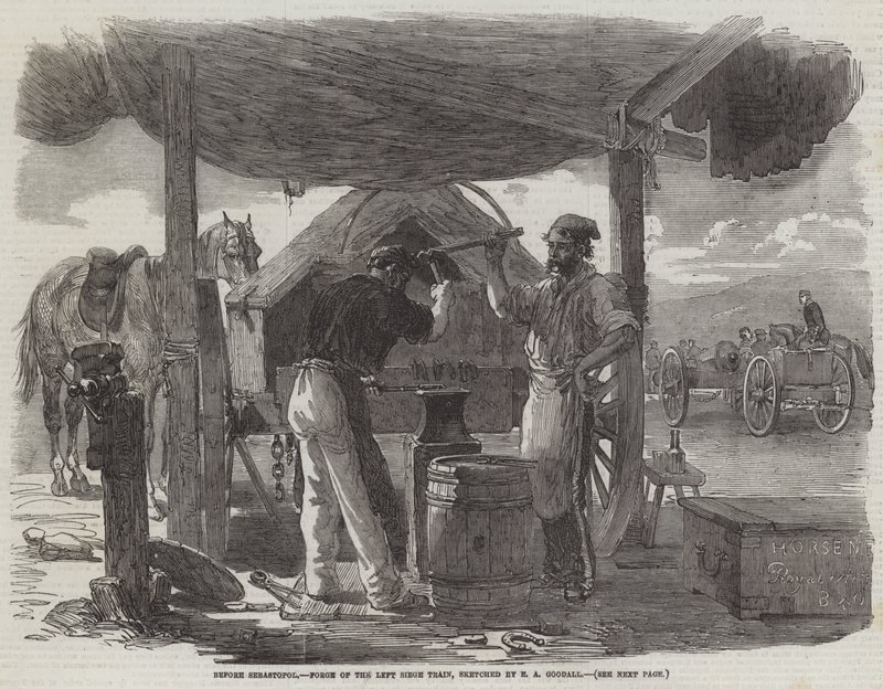 Před Sebastopolem, Forge of the Left Siege Train od Edward Angelo Goodall