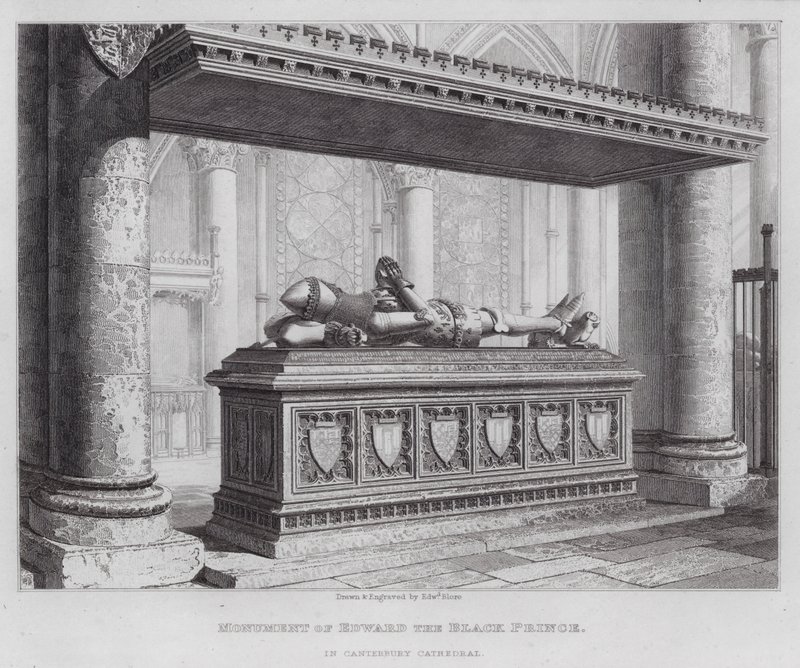 Památník Edwarda Černého prince, v katedrále v Canterbury (rytina) od Edward Blore