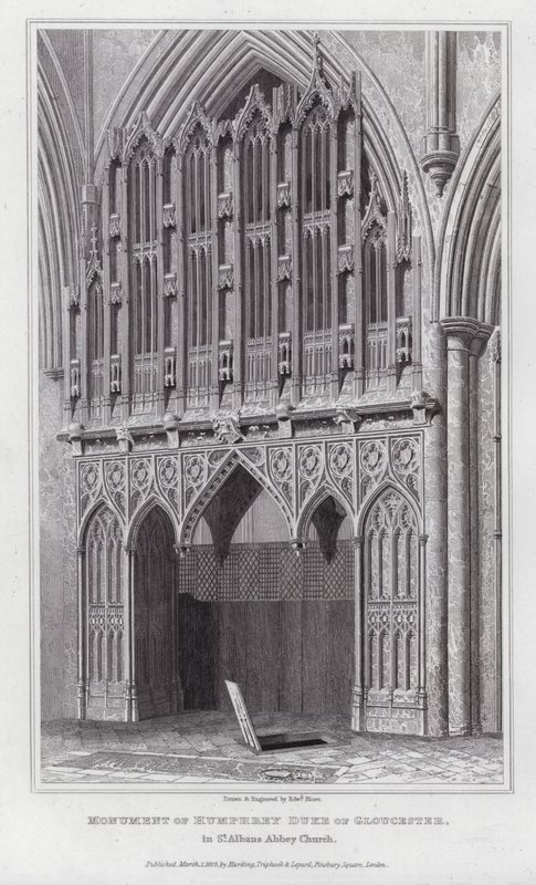 Památník Humphreyho vévody z Gloucesteru, v kostele St Albans Abbey (rytina) od Edward Blore