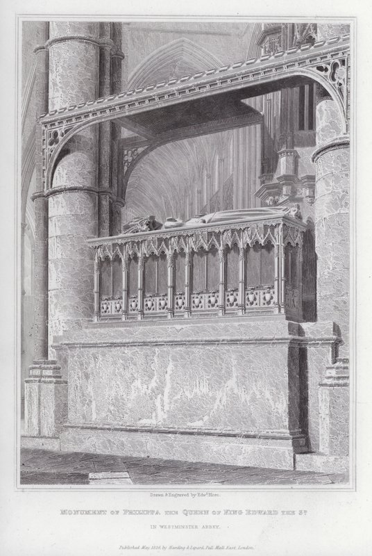 Památník Philippy, královny krále Edwarda III., ve Westminsterském opatství (rytina) od Edward Blore