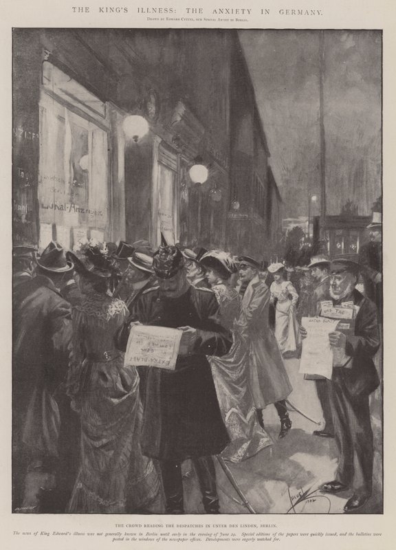 Králova nemoc, úzkost v Německu (litografie) od Edward Cucuel