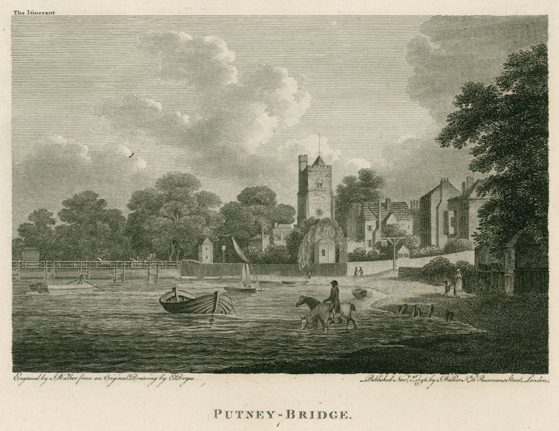 Putney Bridge, Londýn od Edward Dayes