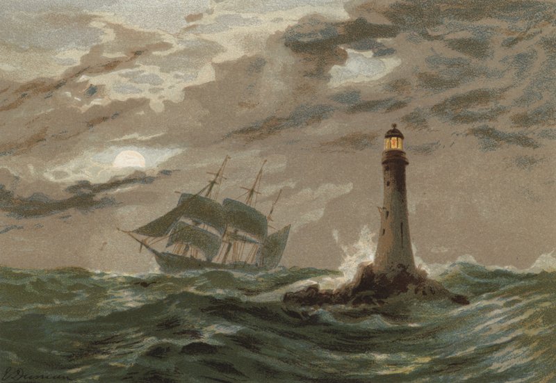 Měsíční svit, Eddystone Lighthouse od Edward Duncan