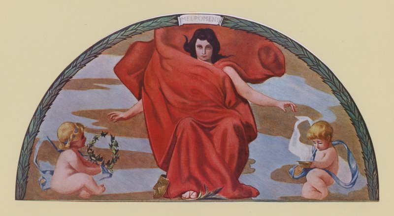 Melpomene, múza tragédie (barevná litografie) od Edward Emerson Simmons