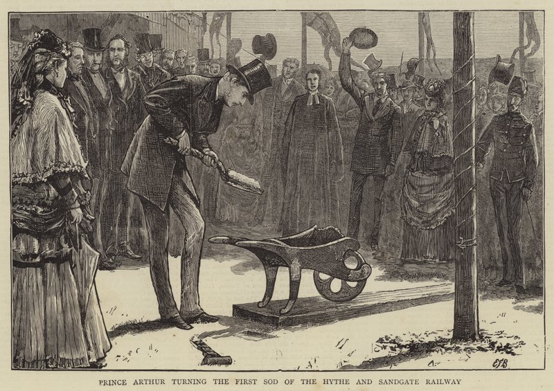 Princ Arthur otáčí První drn na Hythe a Sandgate Railway od Edward Frederick Brewtnall