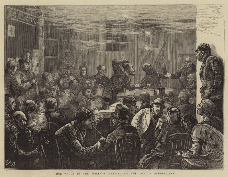 The Hole in the Wall, setkání londýnských republikánů od Edward Frederick Brewtnall