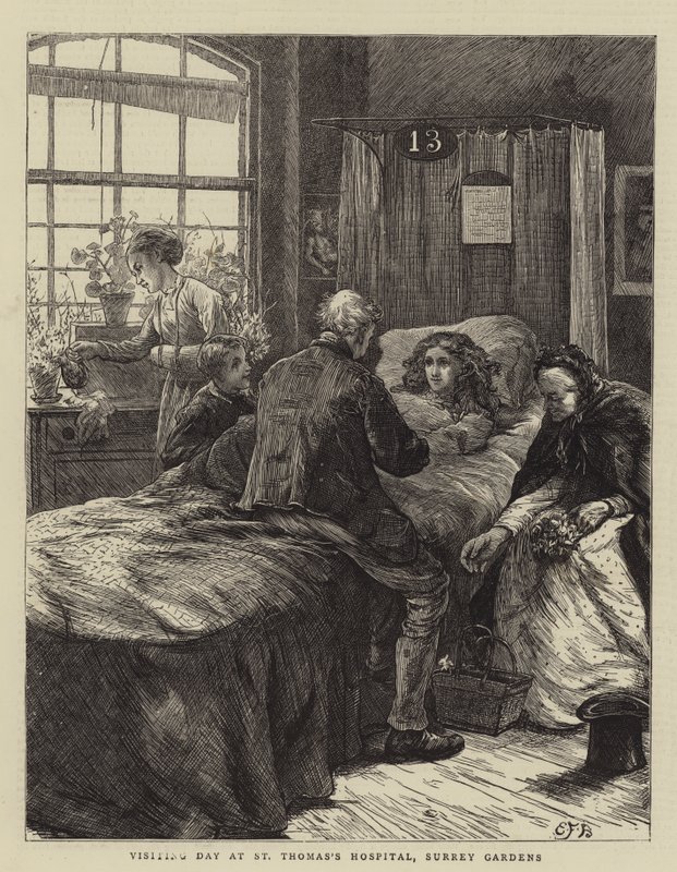Návštěvní den v nemocnici svatého Tomáše, Surrey Gardens od Edward Frederick Brewtnall