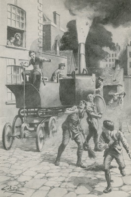 Gurney a jeho úžasný motor (litografie) od Edward Frederick Skinner