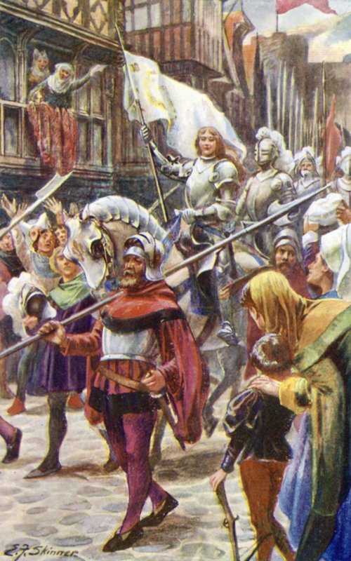 Johanka z Arku vjíždí triumfálně do Tours (barevná litografie) od Edward Frederick Skinner