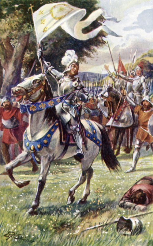 Johanka z Arku v čele svého vojska (barevná litografie) od Edward Frederick Skinner