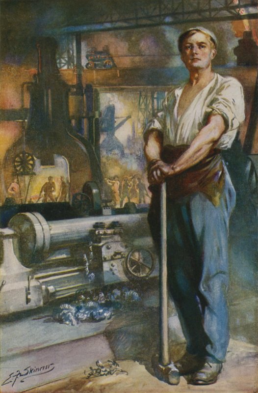 Silný muž ve věku strojů (barevná litografie) od Edward Frederick Skinner
