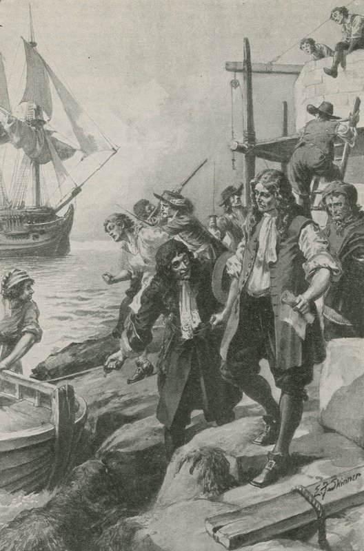 Winstanley unesen piráty (litografie) od Edward Frederick Skinner