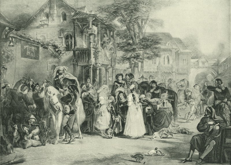 Chaucer and the Canterbury Pilgrims (hlubotisk) od Edward Henry Corbould