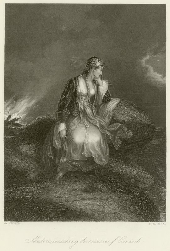 Medora sleduje návrat Conrada od Edward Henry Corbould