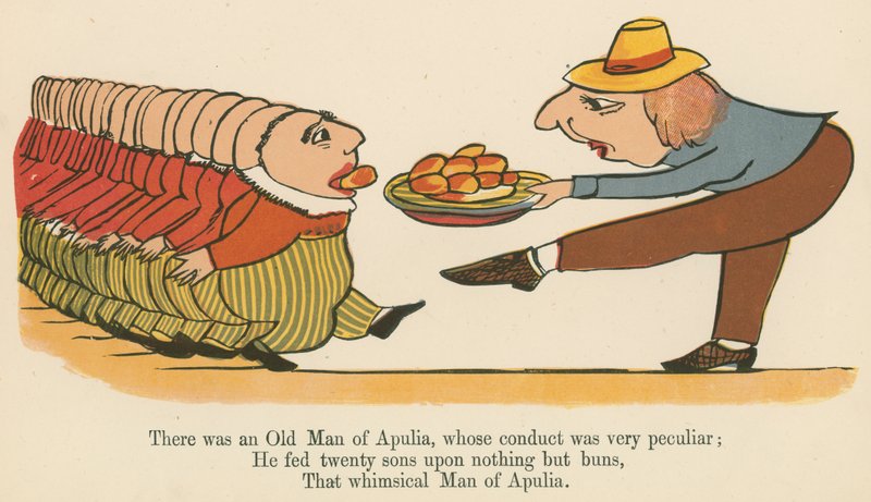 Byl jeden starý muž z Apulie, jehož chování bylo velmi zvláštní, z knihy „Kniha nesmyslů“, kterou vydal Frederick Warne and Co., Londýn, kolem roku 1875 od Edward Lear