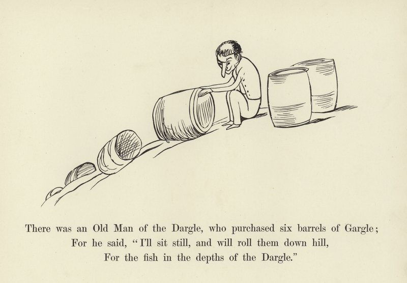 Byl tam starý muž z Dargle, který koupil šest sudů Gargle od Edward Lear