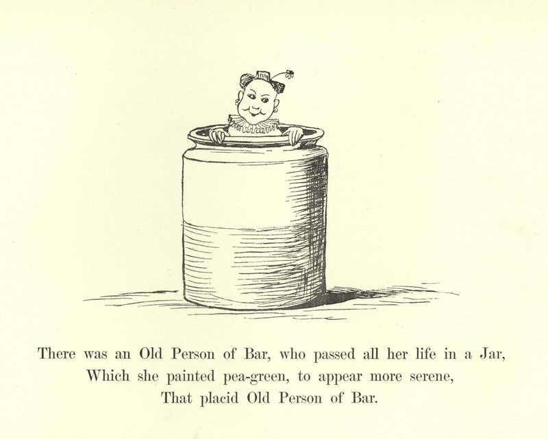 Byla tam jedna stará osoba z Baru, která strávila celý svůj život ve sklenici od Edward Lear