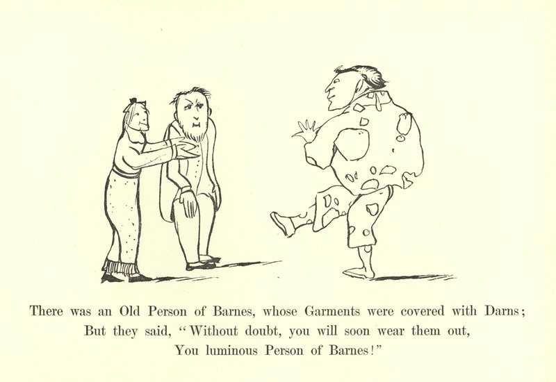 Byl tam Barnesův starý člověk, jehož šaty byly pokryty Darnsem od Edward Lear