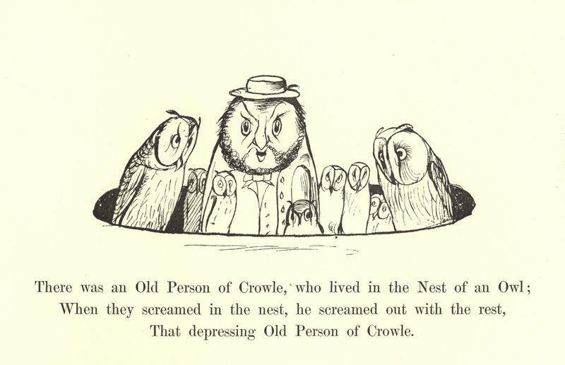 Byl tam starý Crowleův člověk, který žil v hnízdě sovy od Edward Lear