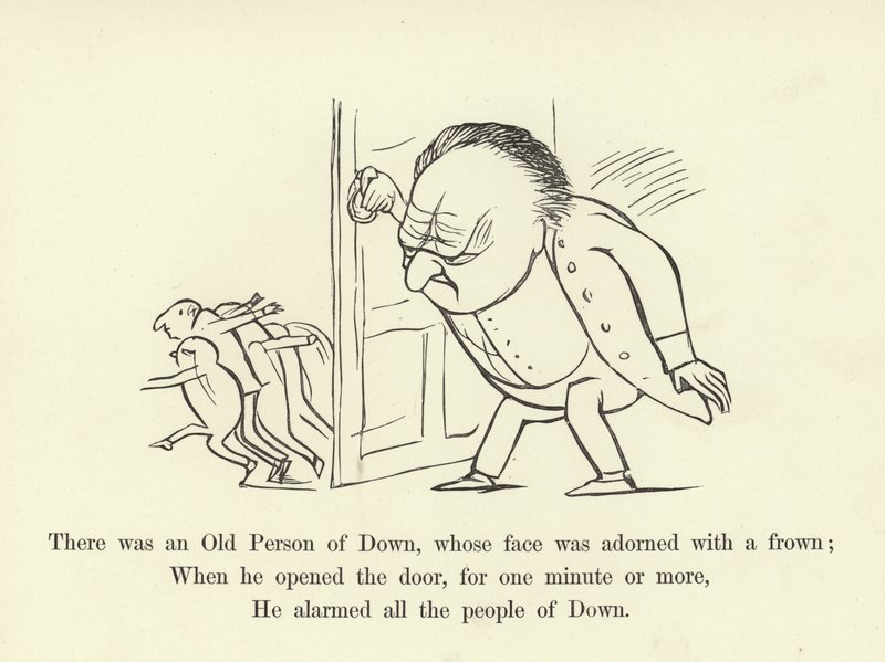 Byl tam Starý člověk z Downu, jehož tvář zdobilo zamračení od Edward Lear