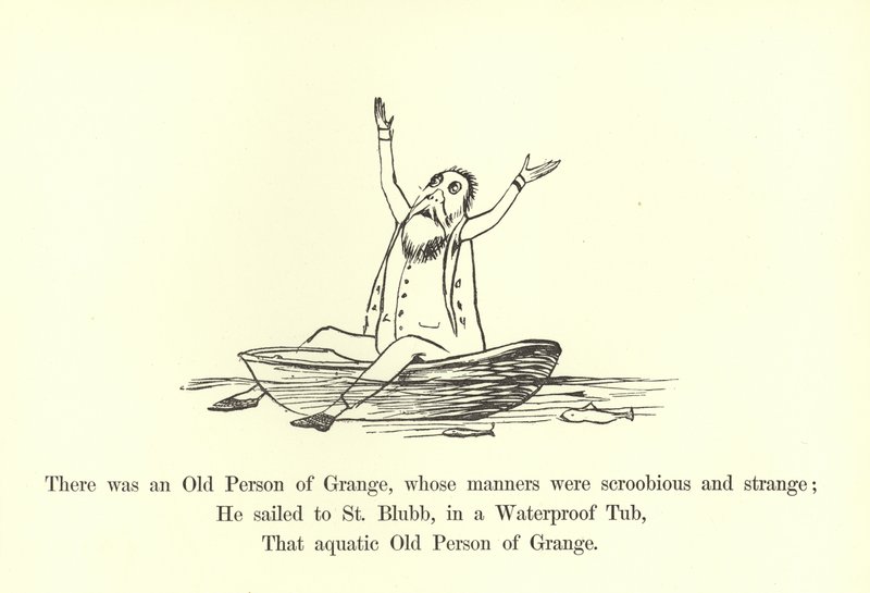 Byl tam jeden starý člověk z Grange, jehož chování bylo skroobské a podivné od Edward Lear