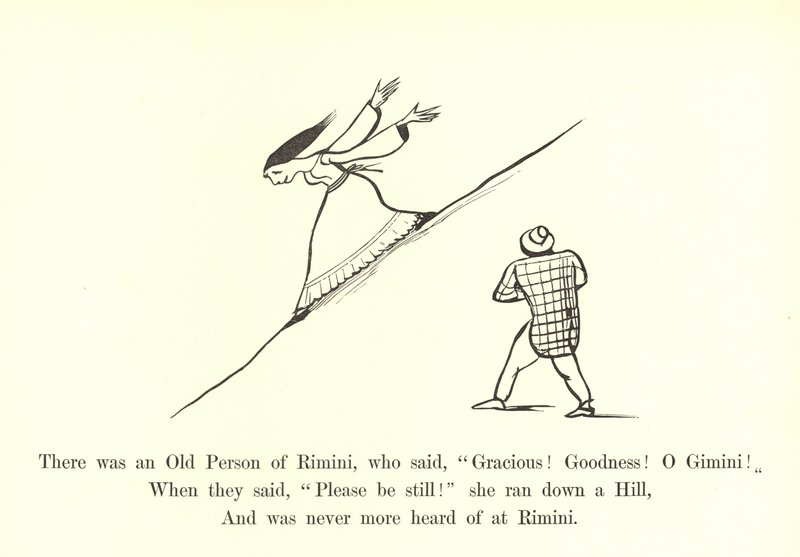 Byl tam starý člověk z Rimini, který řekl: Milostivý! Dobrota! Z Blíženců! od Edward Lear