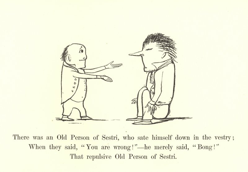 Byl tam Starý Sestri, který se posadil do sakristie od Edward Lear