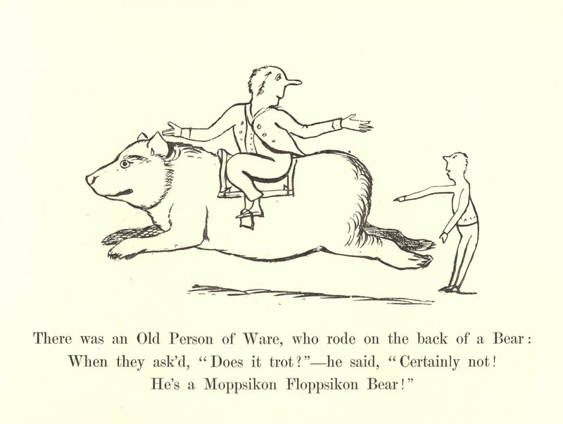 Byl tam starý člověk z Ware, který jel na zádech medvěda od Edward Lear