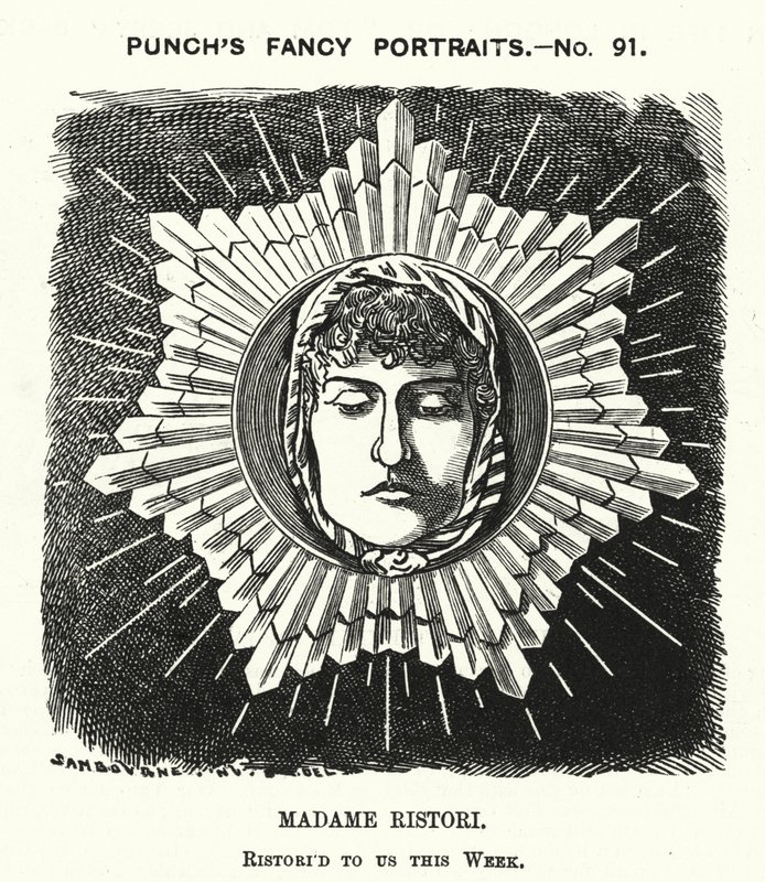 Punch cartoon: Adelaide Ristori, italská herečka (rytina) od Edward Linley (after) Sambourne