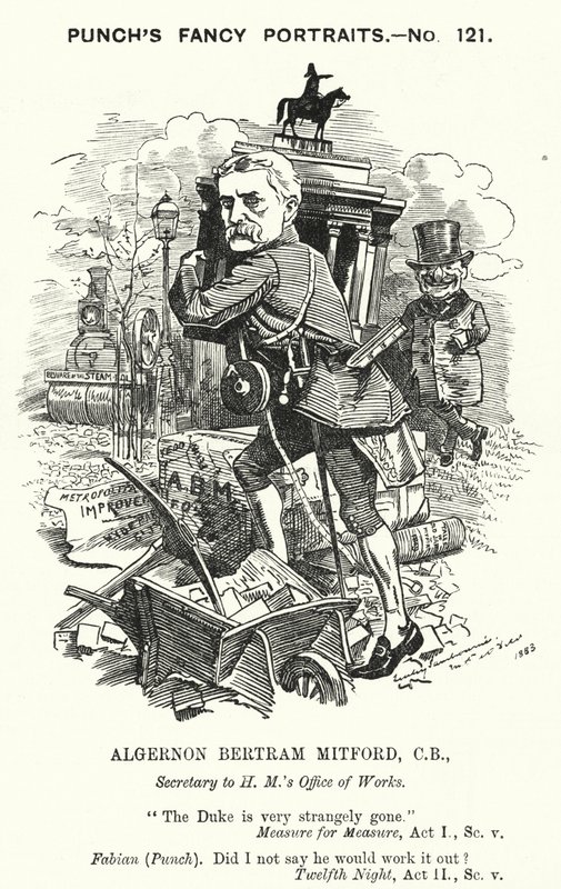 Punč karikatura: Algernon Bertram Freeman-Mitford od Edward Linley (after) Sambourne