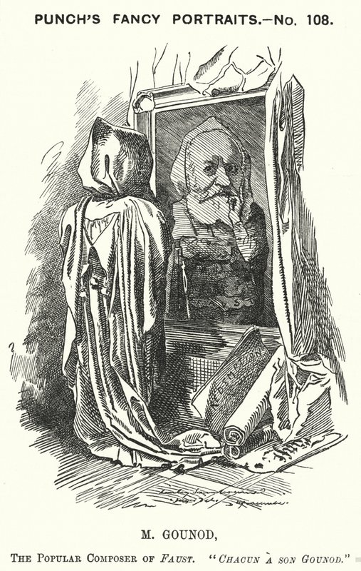 Punch karikatura: Charles Gounod, francouzský skladatel (rytina) od Edward Linley (after) Sambourne